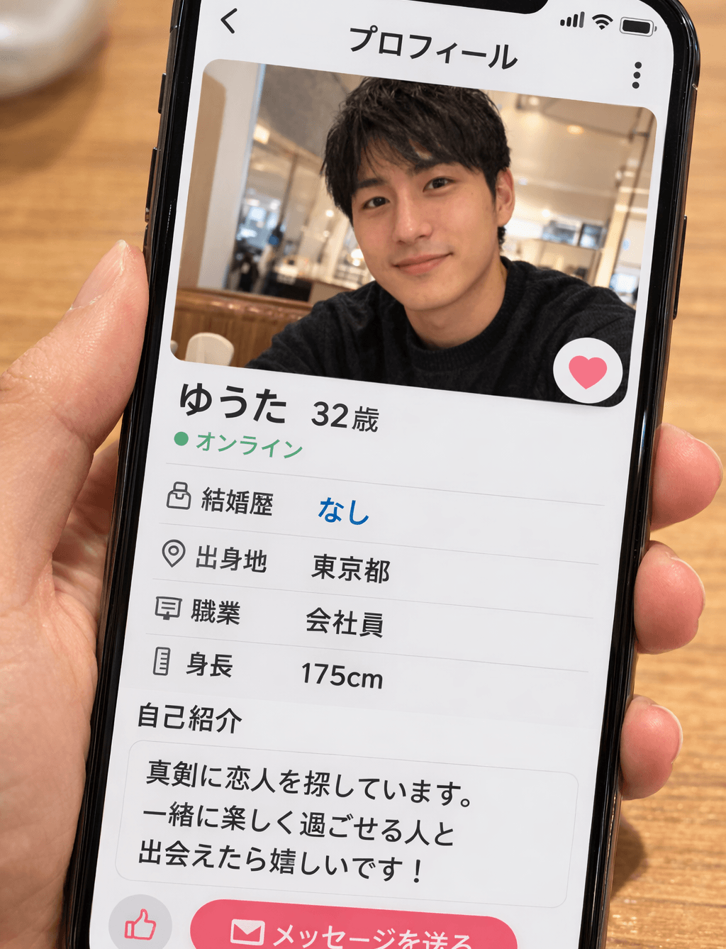 ２－２　マッチングアプリプロフィール（既婚者だと知らなかった）